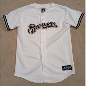 Majestic MLB Milwaukee Brewers Jersey Mens XL White Blank Short Sleeve